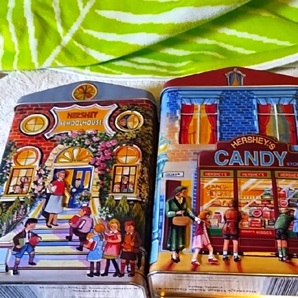 Two Hershey's Village Tins